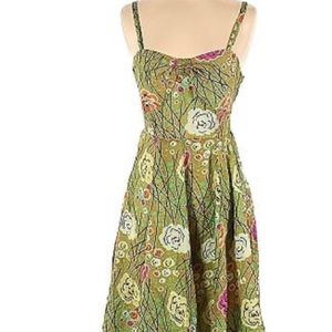 Girls from Savoy Olive Green spaghetti strap  Silk Dress Size four